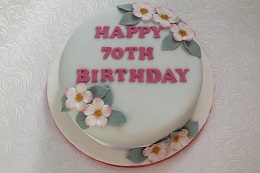70th birthday blossom cake